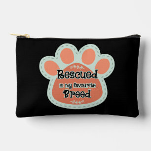 Rescued Is My Favorite Breed Dog Paw Print Accessory Pouch