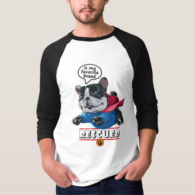 Rescued is my favourite breed | Men Sleeve Raglan T-Shirt (Front)