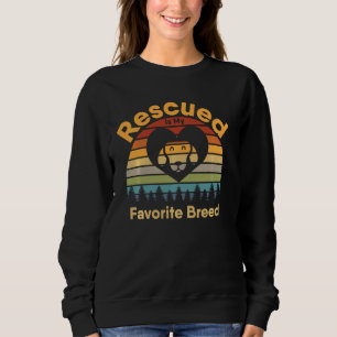 Rescued Is My Favourite Breed Retro 70s Sunset Off Sweatshirt