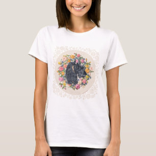Rescued Scottie Bonnie on Floral Background T-Shirt
