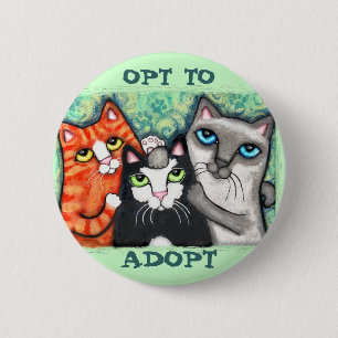 Rescued / Shelter Cat's 6 Cm Round Badge