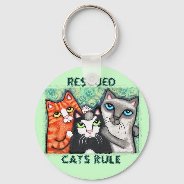 Rescued / Shelter Cat's Key Ring (Front)