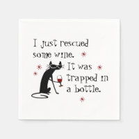 Rescued Some Wine Funny Quote with Black Cat