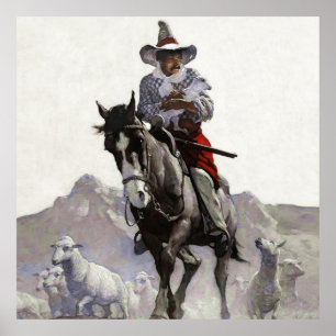 Rescued Western Art by NC Wyeth Poster