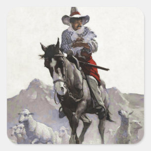 Rescued Western Art by NC Wyeth Square Sticker