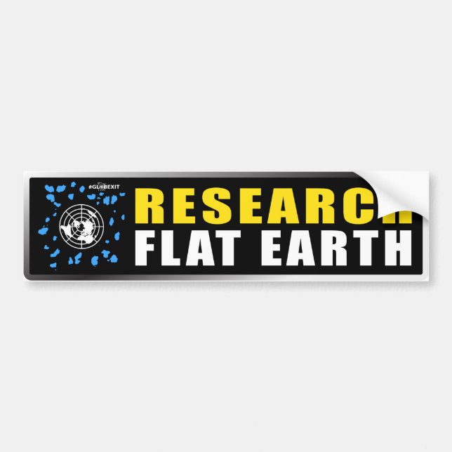 RESEARCH FLAT EARTH BUMPER STICKER (Front)