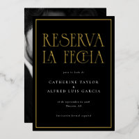 Reserva La Fecha Black White Spanish Wedding Photo