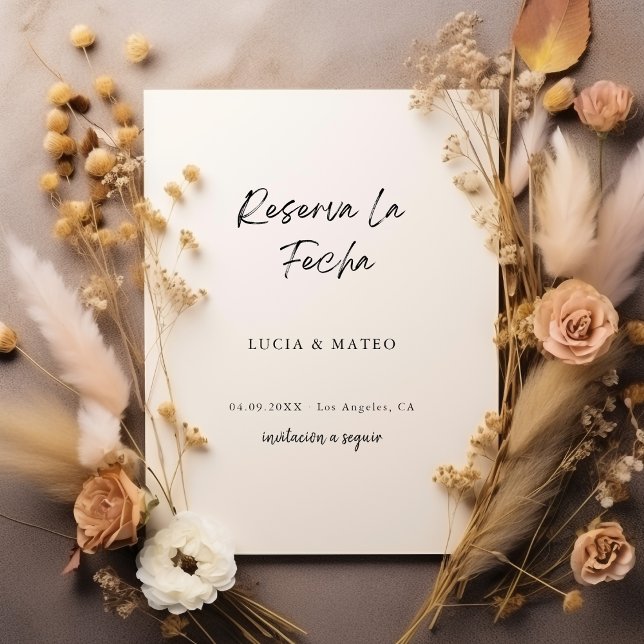 Reserva La Fecha | Calligraphy Spanish Wedding Save The Date (Creator Uploaded)