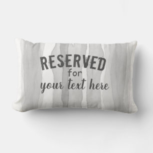 reserved add your text personalize gray and white lumbar cushion