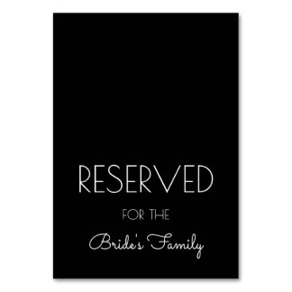 Reserved Black and White Wedding Table Signs Number