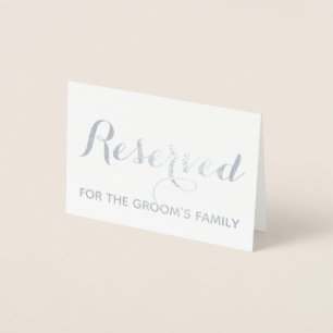Reserved custom script elegant Wedding Table place Foil Card