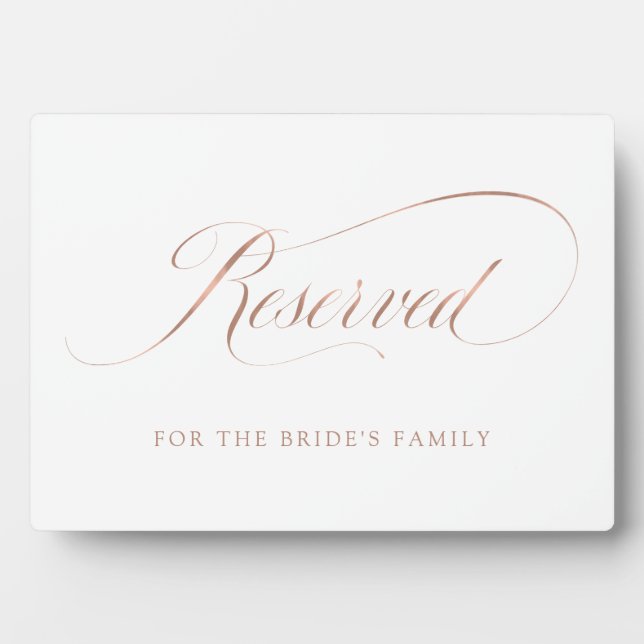 Reserved | Faux Rose Gold Ornate Script Wedding Plaque (Front)
