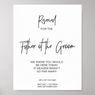 Reserved for Father of the Groom Loving Memory Poster