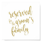 Reserved for Groom's Family Glitter 8x10 Sign