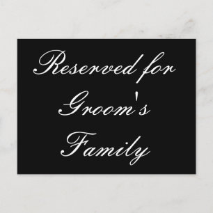 Reserved for Groom's Family Postcard