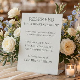 Reserved for Heavenly Guest Wedding Memorial Pedestal Sign