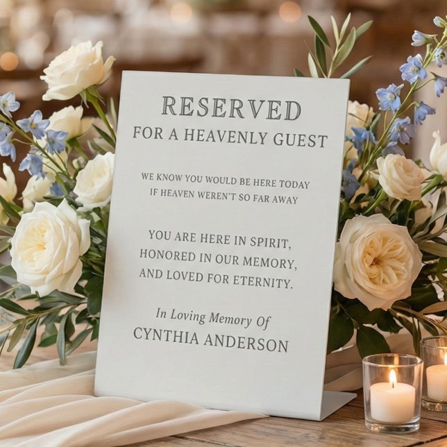 Reserved for Heavenly Guest Wedding Memorial Pedestal Sign (reserved for heavenly guest, memorial pedestal sign, wedding memory table)