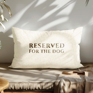 Reserved For The Dog Beige Linen Texture Print Decorative Cushion