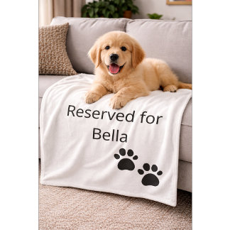 Reserved for the Dog Custom Name Pillow Fleece Blanket