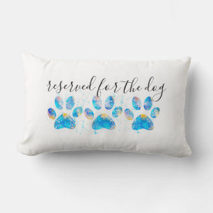 reserved for the dog paw print blue and white  lumbar cushion