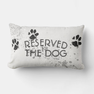 reserved for the dog paw print grey and white fun  lumbar cushion
