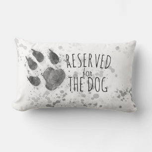 reserved for the dog paw print grey and white lumbar cushion