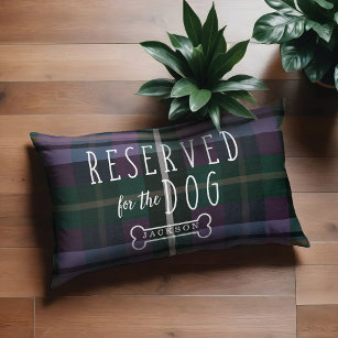 Reserved For The Dog Purple & Plaid Pattern Pet Bed