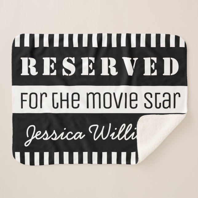 Reserved for the Movie Star Personalised Funny Sherpa Blanket (Front (Horizontal))