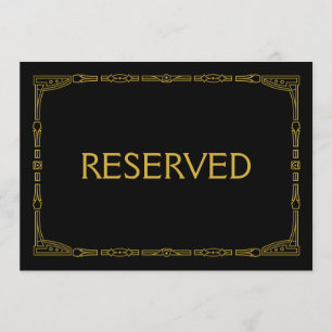 "Reserved" Gold Art Deco Style Wedding Sign Invitation