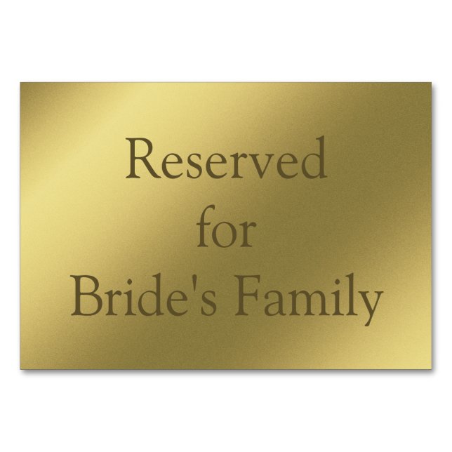 Reserved Graphic Gold Background Table Card (Back)