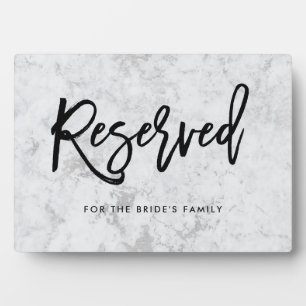 Reserved   Handwritten Script on Silver Marble Plaque