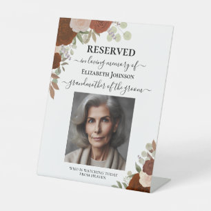 Reserved in Loving Memory Autumn Roses Wedding Pedestal Sign