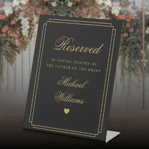 Reserved In Loving Memory Black And Gold Memorial Pedestal Sign
