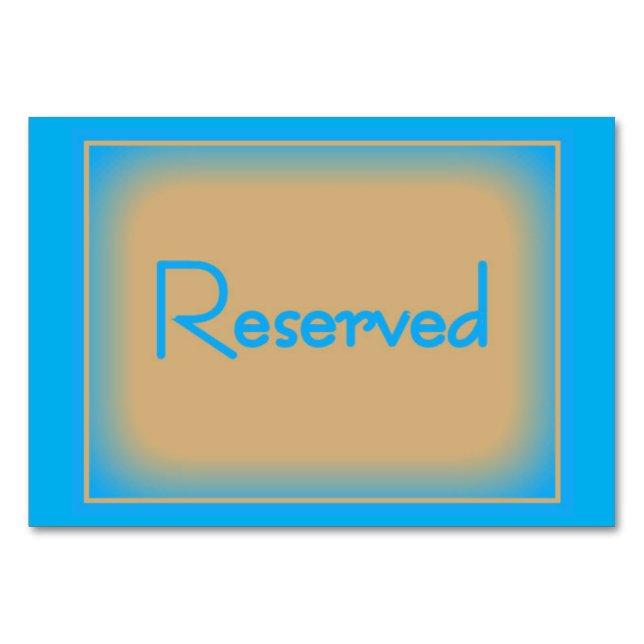 Reserved OceanBlue/CafeauLaitHorizontal Tablecards Table Number (Front)