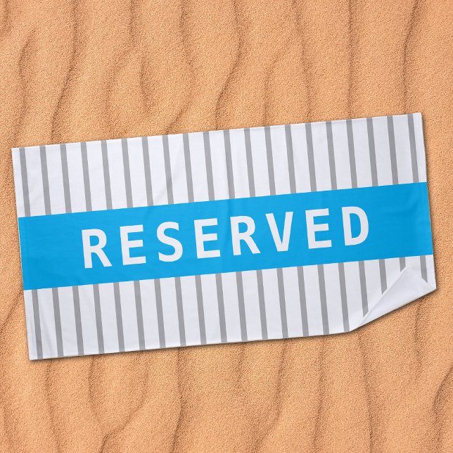 RESERVED or Name, Sky Blue & Grey Stripes Beach Towel (Creator Uploaded)