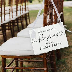 Reserved Row Heart Script Wedding Ceremony Sign Invitation