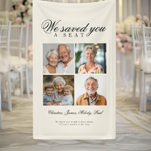 Reserved Seat - 4 Photo Memorial Beige Wedding  Banner