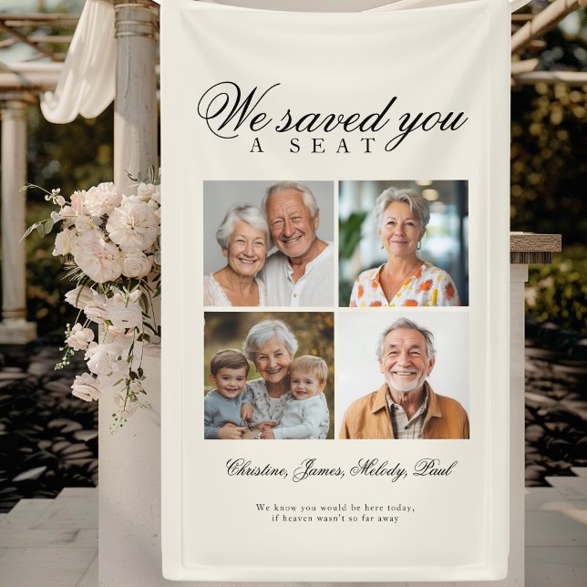 Reserved Seat - 6 Photo Memorial Wedding Beige Banner (Reserved Seat - 4 Photo Memorial Beige Wedding Banner)