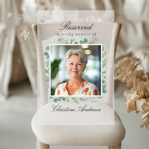 Reserved Seat - Eucalyptus Memorial Wedding Photo Acrylic Sign