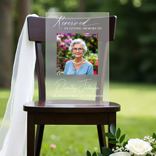 Reserved Seat Family Wedding Memorial Photo Acrylic Sign