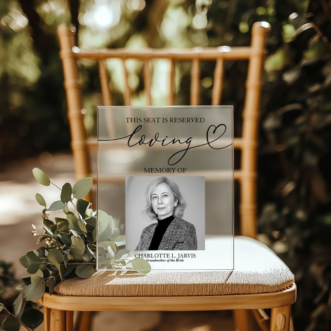 Reserved Seat Memorial Wedding Photo Sign Plaque (Creator Uploaded)