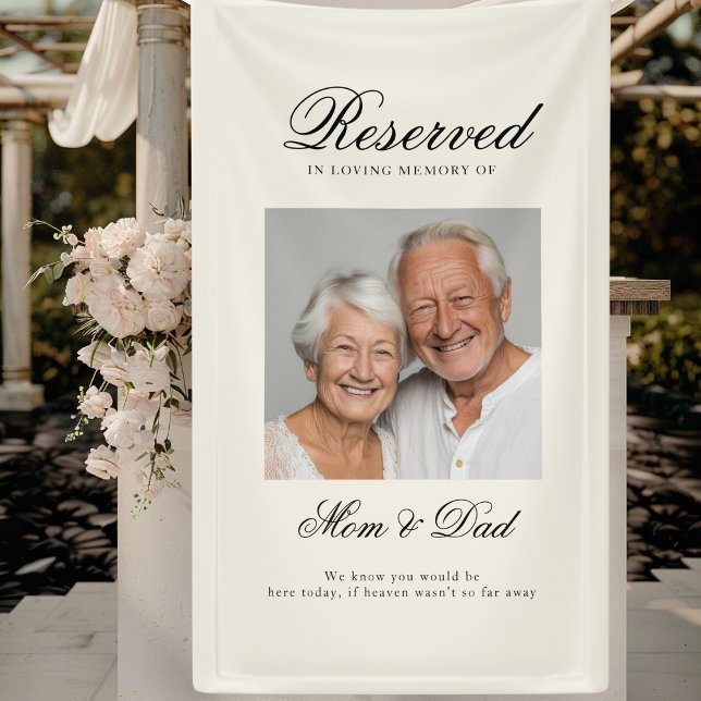 Reserved Seat - Photo Memorial Wedding Beige Banner (Reserved Seat - 4 Photo Memorial Beige Wedding Banner)