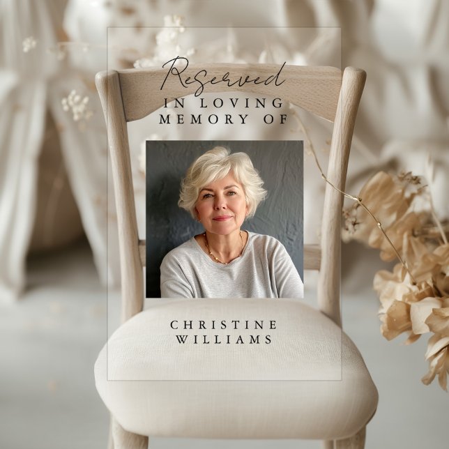 Reserved Seat, Photo, Wedding, Memorial Elegant,  Acrylic Sign (Creator Uploaded)