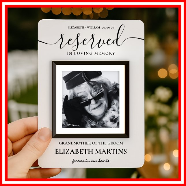 Reserved Seat Wedding Chair Sign Deceased Photo  Invitation (Creator Uploaded)