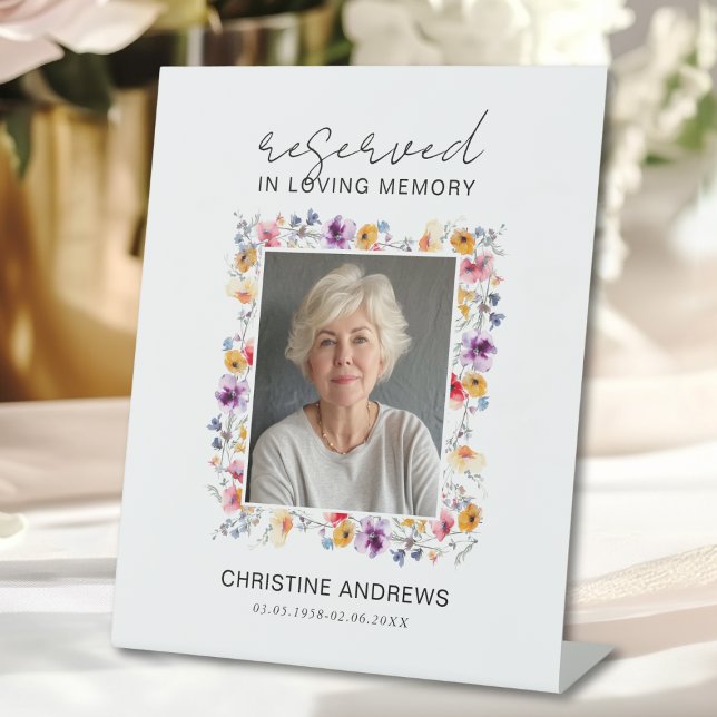 Reserved Seat - Wildflower Photo Memorial Wedding  Pedestal Sign (Reserved Seat - Wildflower Photo Memorial Wedding Pedestal Sign)
