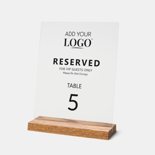 Reserved Seating Minimal Modern Elegant Restaurant Acrylic Sign (Angle)