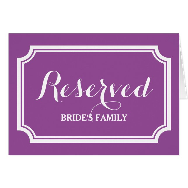 Reserved seating or table sign cards for wedding (Front Horizontal)