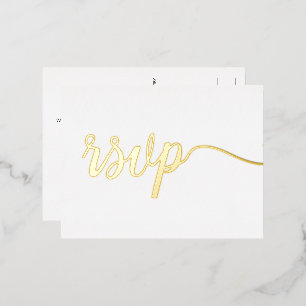 Reserved Seating Simple Elegant No Mail back rsvp Foil Invitation Postcard