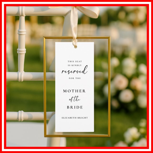 Reserved Seating Wedding Ceremony Modern Chair Tag Invitation (Creator Uploaded)