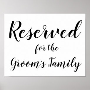Reserved Sign - Groom's Family